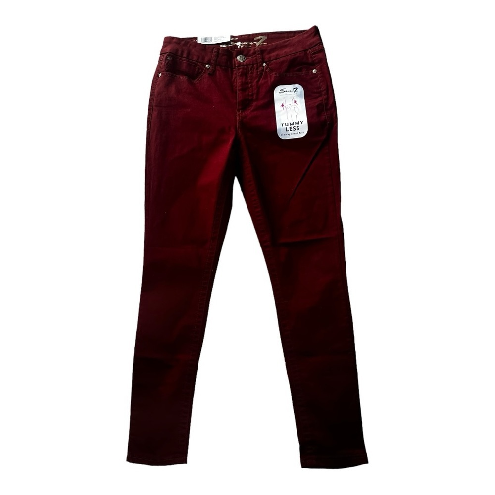 SEVEN 7 JEANS TUMMY LESS HIGH RISE SKINNY SIZE 6 NWT, FIRED BRICK RED